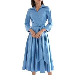 Michael Kors Collection Stretch Cotton Poplin Wrap Dress - Size 10